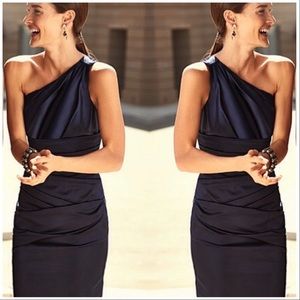 David’s Bridal- Black Stretch Satin Dress Sz 2